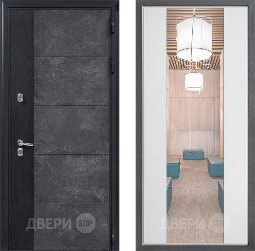 Входная металлическая Дверь Дверной континент ДК-15 Бетон ТЕРМО ФЛЗ-1 Зеркало Белый софт в Можайске