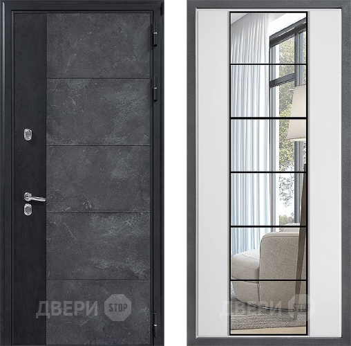 Входная металлическая Дверь Дверной континент ДК-15 Бетон ТЕРМО ФЛЗ-2 Зеркало Белый софт в Можайске