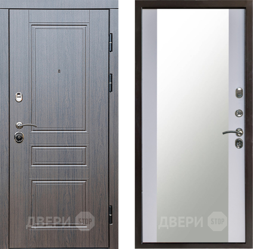 Входная металлическая Дверь Престиж Классика Венге Зеркало Белый софт в Можайске