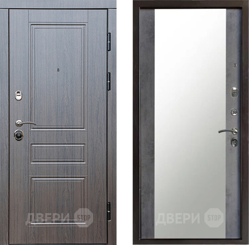 Входная металлическая Дверь Престиж Классика Венге Зеркало Бетон темный в Можайске