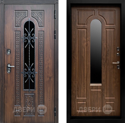 Входная металлическая Дверь Престиж TERMO с терморазрывом Лацио Дуб с окном и ковкой Дуб в Можайске