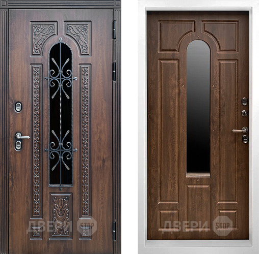Входная металлическая Дверь Престиж TERMO с терморазрывом Лацио Дуб White с окном и ковкой Дуб в Можайске