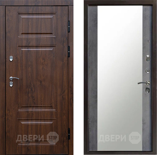 Входная металлическая Дверь Престиж TERMO с терморазрывом Премиум Орех Зеркало Бетон темный в Можайске