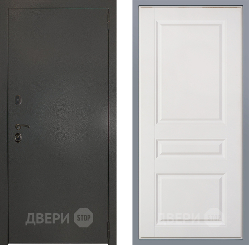 Дверь Заводские двери Эталон 3к антик серебро Стокгольм Белый софт в Можайске