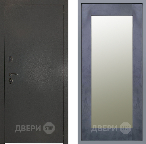 Дверь Заводские двери Эталон 3к антик серебро Зеркало Модерн Бетон темный в Можайске