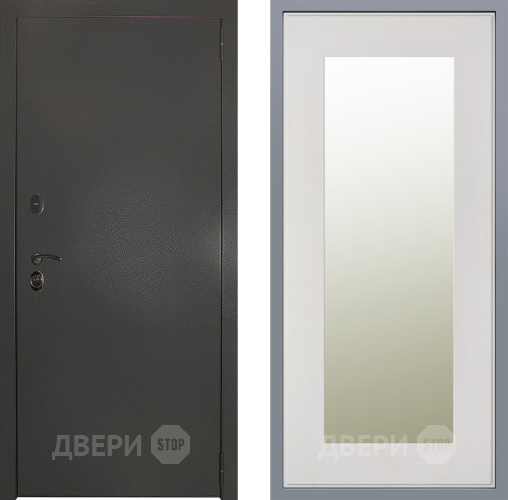 Дверь Заводские двери Эталон 3к антик серебро Зеркало Модерн Белый софт в Можайске