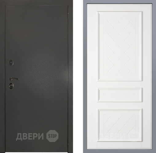 Дверь Заводские двери Эталон 3к антик серебро Урбино Белый софт в Можайске