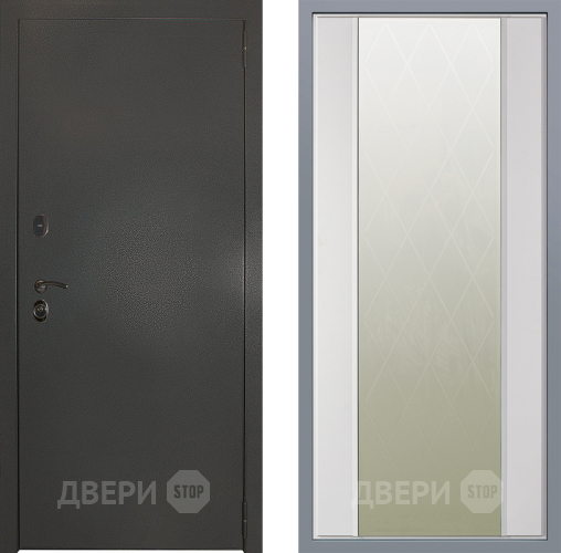 Дверь Заводские двери Эталон 3к антик серебро Зеркало Ампир Белый софт в Можайске