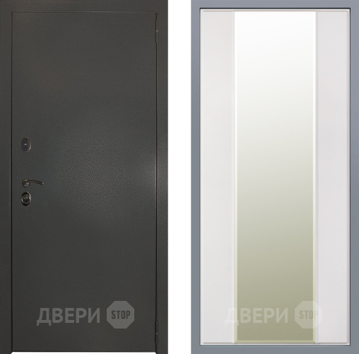 Дверь Заводские двери Эталон 3к антик серебро Зеркало Макси Белый матовый в Можайске