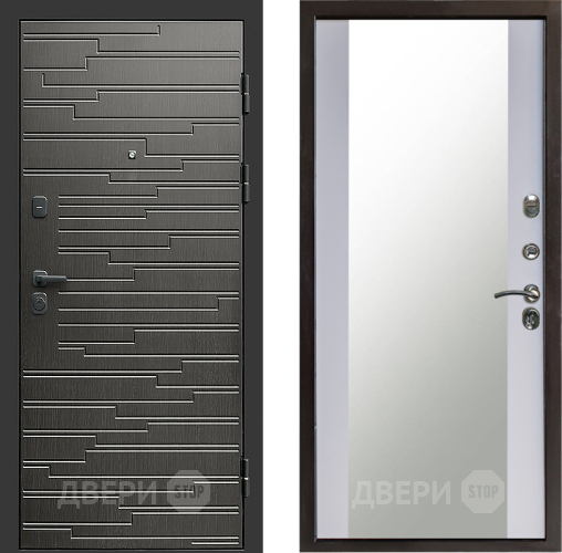 Входная металлическая Дверь Престиж Rivera Зеркало Белый софт в Можайске