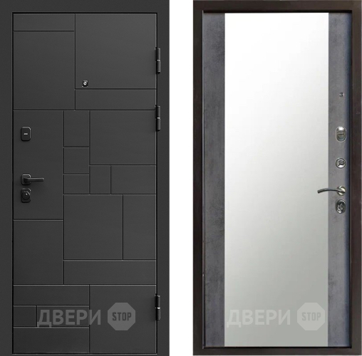 Входная металлическая Дверь Престиж Kvadro Зеркало Бетон темный в Можайске