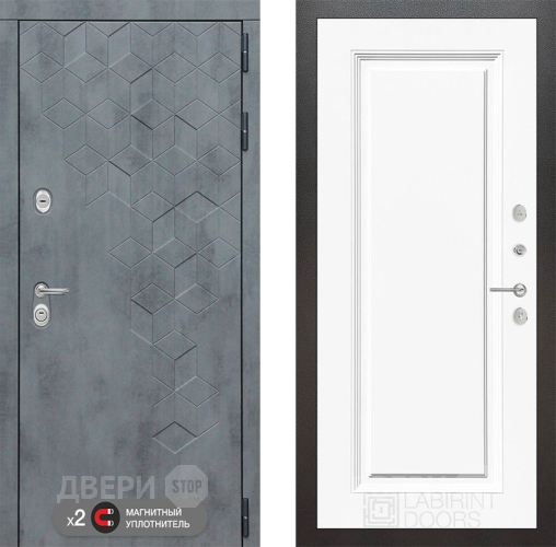 Входная металлическая Дверь Лабиринт (LABIRINT) Бетон 27 Белый (RAL-9003) в Можайске