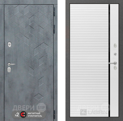 Входная металлическая Дверь Лабиринт (LABIRINT) Бетон 22 Белый софт в Можайске