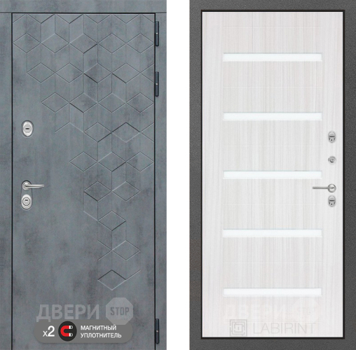 Входная металлическая Дверь Лабиринт (LABIRINT) Бетон 01 Сандал белый в Можайске