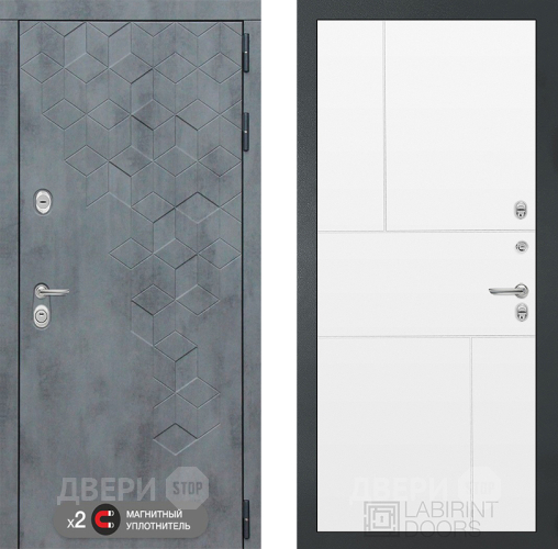 Входная металлическая Дверь Лабиринт (LABIRINT) Бетон 21 Белый софт в Можайске