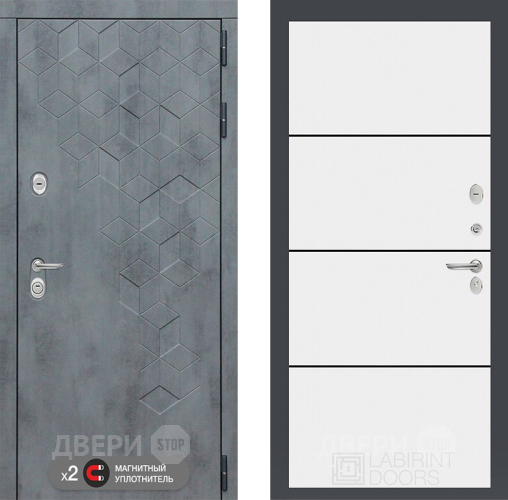 Входная металлическая Дверь Лабиринт (LABIRINT) Бетон 25 Белый софт в Можайске