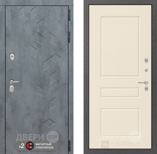 Входная металлическая Дверь Лабиринт (LABIRINT) Бетон 03 Крем софт в Можайске