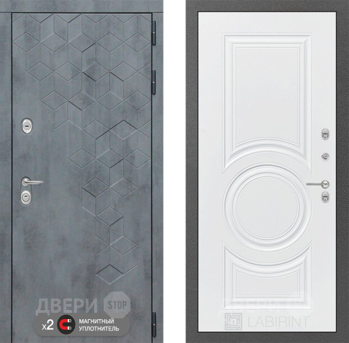 Входная металлическая Дверь Лабиринт (LABIRINT) Бетон 23 Белый софт в Можайске