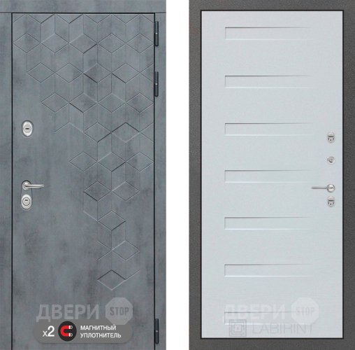 Входная металлическая Дверь Лабиринт (LABIRINT) Бетон 14 Дуб кантри белый горизонтальный в Можайске
