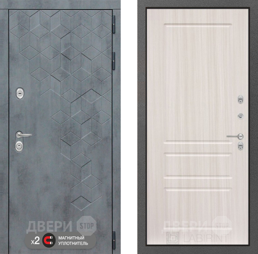 Входная металлическая Дверь Лабиринт (LABIRINT) Бетон 03 Сандал белый в Можайске
