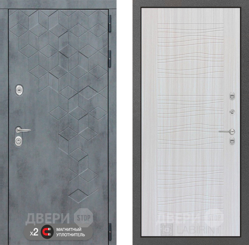 Входная металлическая Дверь Лабиринт (LABIRINT) Бетон 06 Сандал белый в Можайске