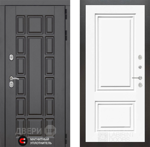 Входная металлическая Дверь Лабиринт (LABIRINT) New York 26 Белый (RAL-9003) в Можайске