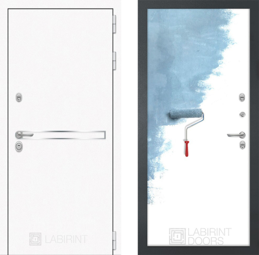 Входная металлическая Дверь Лабиринт (LABIRINT) Лайн White 28 Под покраску в Можайске