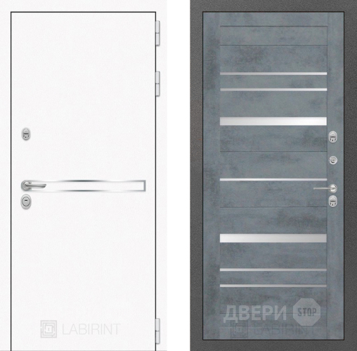 Входная металлическая Дверь Лабиринт (LABIRINT) Лайн White 20 Бетон темный в Можайске