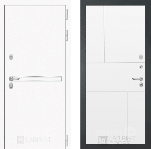 Входная металлическая Дверь Лабиринт (LABIRINT) Лайн White 21 Белый софт в Можайске