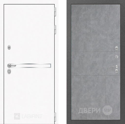 Входная металлическая Дверь Лабиринт (LABIRINT) Лайн White 21 Бетон светлый в Можайске