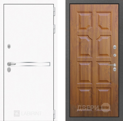 Входная металлическая Дверь Лабиринт (LABIRINT) Лайн White 17 Дуб золото в Можайске