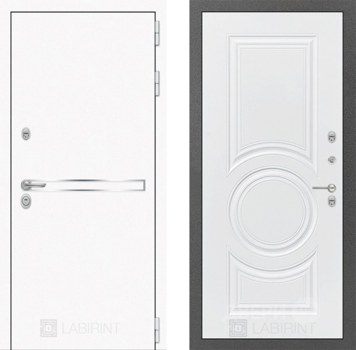Входная металлическая Дверь Лабиринт (LABIRINT) Лайн White 23 Белый софт в Можайске