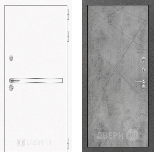Входная металлическая Дверь Лабиринт (LABIRINT) Лайн White 24 Бетон светлый в Можайске