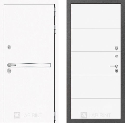 Входная металлическая Дверь Лабиринт (LABIRINT) Лайн White 13 Белый софт в Можайске