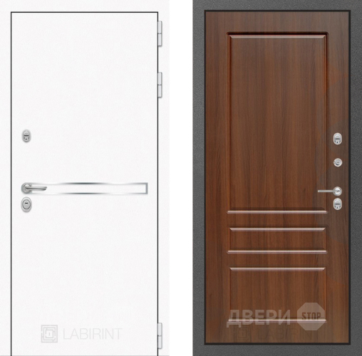 Входная металлическая Дверь Лабиринт (LABIRINT) Лайн White 03 Орех бренди в Можайске