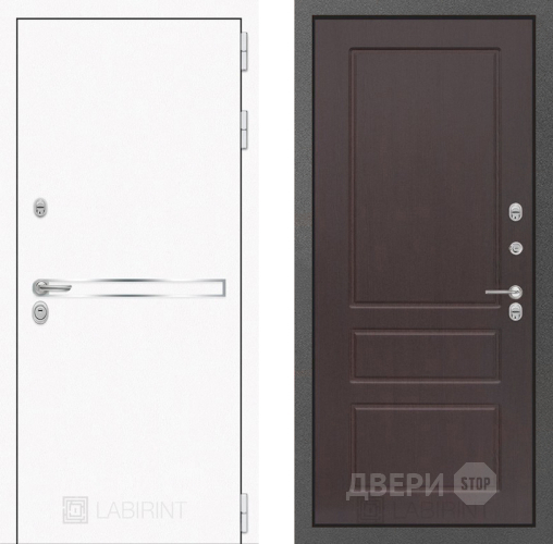 Входная металлическая Дверь Лабиринт (LABIRINT) Лайн White 03 Орех премиум в Можайске