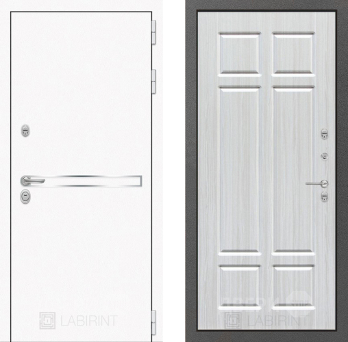 Входная металлическая Дверь Лабиринт (LABIRINT) Лайн White 08 Кристалл вуд в Можайске
