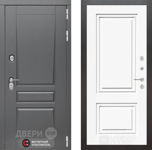 Входная металлическая Дверь Лабиринт (LABIRINT) Платинум 26 Белый (RAL-9003) в Можайске