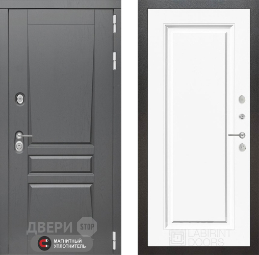 Входная металлическая Дверь Лабиринт (LABIRINT) Платинум 27 Белый (RAL-9003) в Можайске