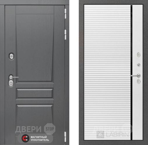 Входная металлическая Дверь Лабиринт (LABIRINT) Платинум 22 Белый софт в Можайске