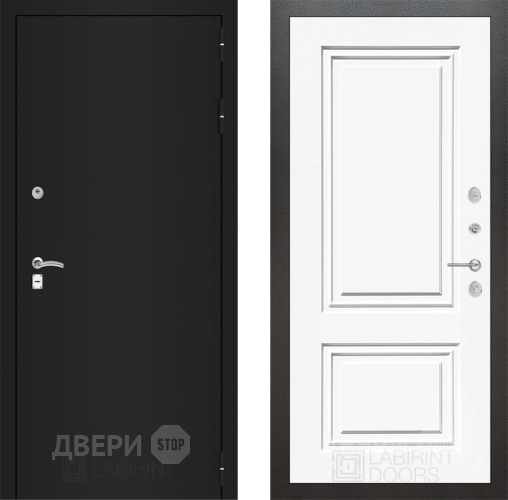Входная металлическая Дверь Лабиринт (LABIRINT) Classic шагрень черная 26 Белый (RAL-9003) в Можайске