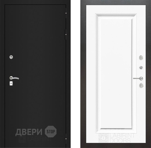 Дверь Лабиринт (LABIRINT) Classic шагрень черная 27 Белый (RAL-9003) в Можайске