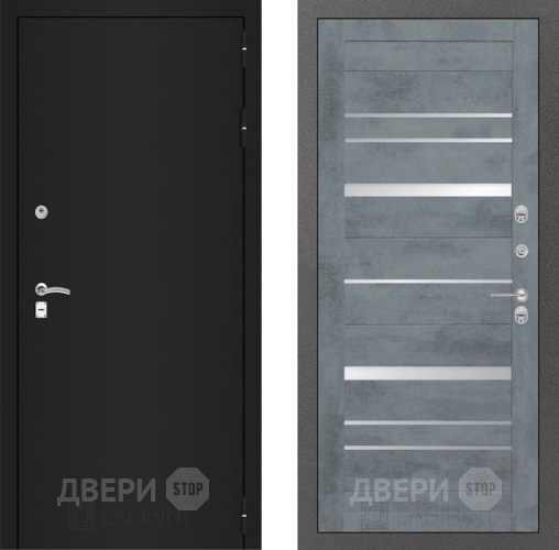 Дверь Лабиринт (LABIRINT) Classic шагрень черная 20 Бетон темный в Можайске
