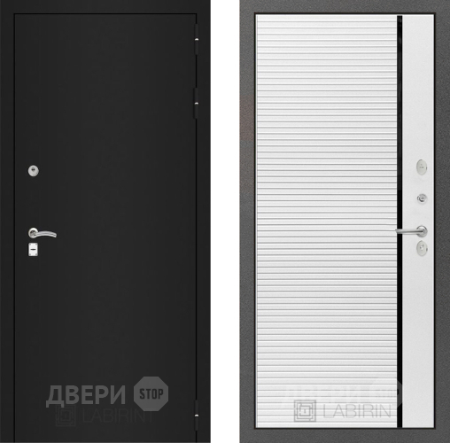 Дверь Лабиринт (LABIRINT) Classic шагрень черная 22 Белый софт в Можайске