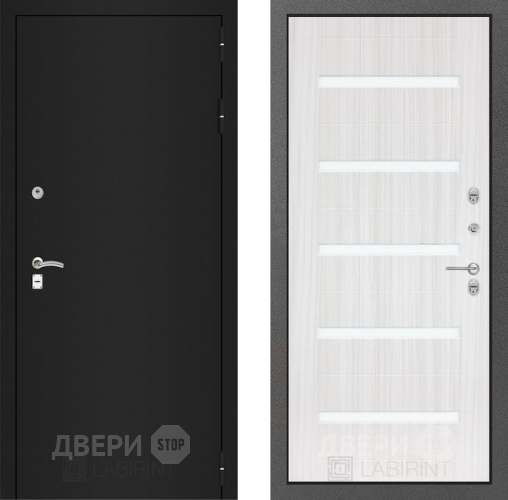 Входная металлическая Дверь Лабиринт (LABIRINT) Classic шагрень черная 01 Сандал белый в Можайске