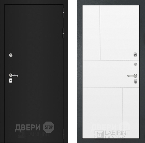 Входная металлическая Дверь Лабиринт (LABIRINT) Classic шагрень черная 21 Белый софт в Можайске