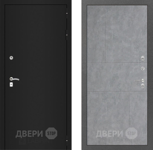 Входная металлическая Дверь Лабиринт (LABIRINT) Classic шагрень черная 21 Бетон светлый в Можайске