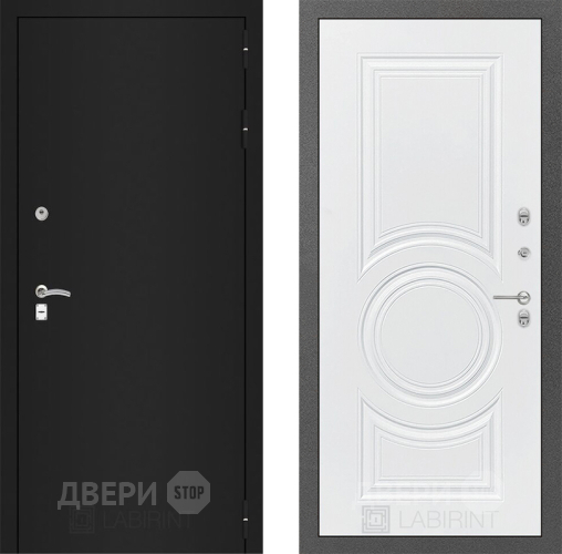 Входная металлическая Дверь Лабиринт (LABIRINT) Classic шагрень черная 23 Белый софт в Можайске
