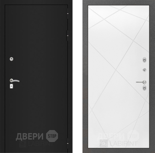 Дверь Лабиринт (LABIRINT) Classic шагрень черная 24 Белый софт в Можайске
