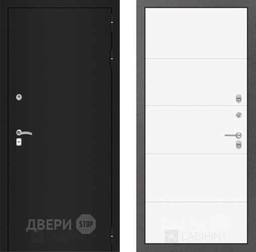 Дверь Лабиринт (LABIRINT) Classic шагрень черная 13 Белый софт в Можайске